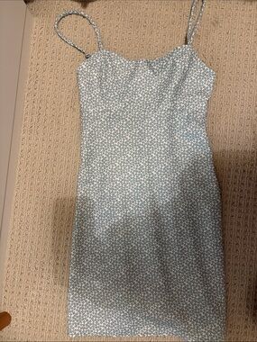 ALTARD STATE Spaghetti Strap Floral Slip Dress in Light Blue